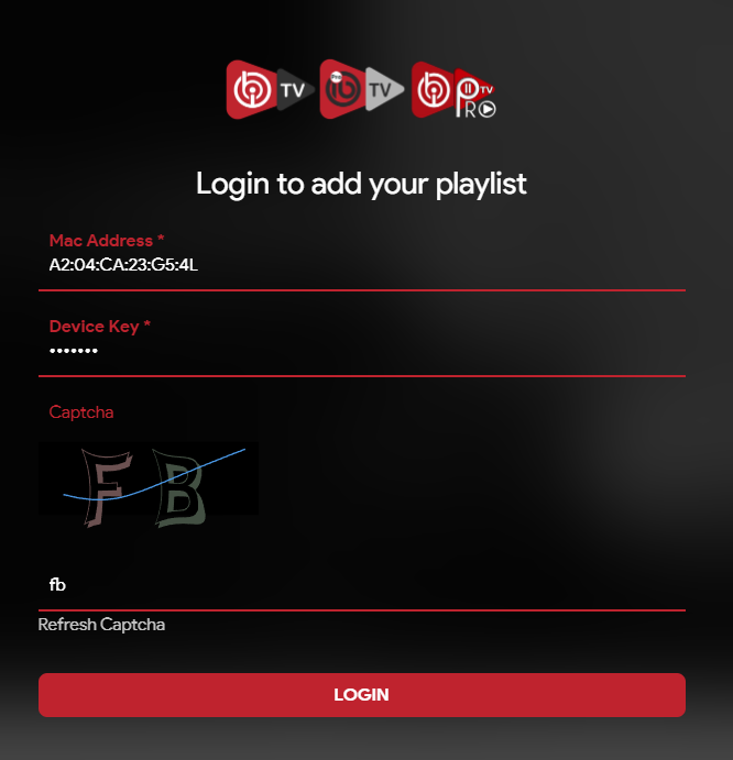 IBO Player afspilningslisteopsætningsskærm